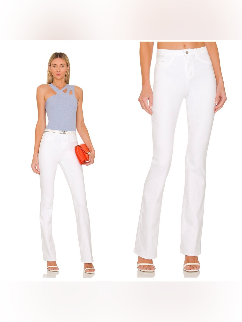 NWT L’AGENCE SELMA High Rise Sleek Baby Boot jeans in white